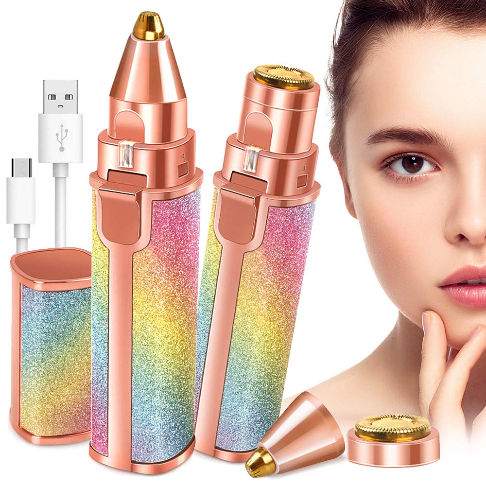 2 in 1 Painless Eyebrow Trimmer, Shaver With LED Light, Rechargeable Hair Remover Trimmer For Women