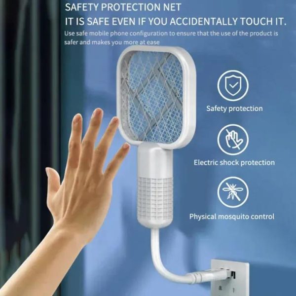 Rechargeable USB Mosquito Racket With UV Light – Portable Electric Fly and Bug Swatter for indoor and outdoor use